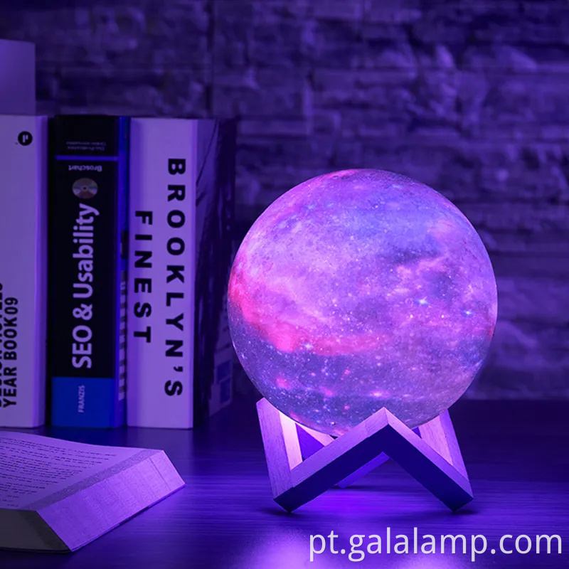 Lâmpada de lua 3D mágica - decoração de luz noturna estrelada e artesanal
